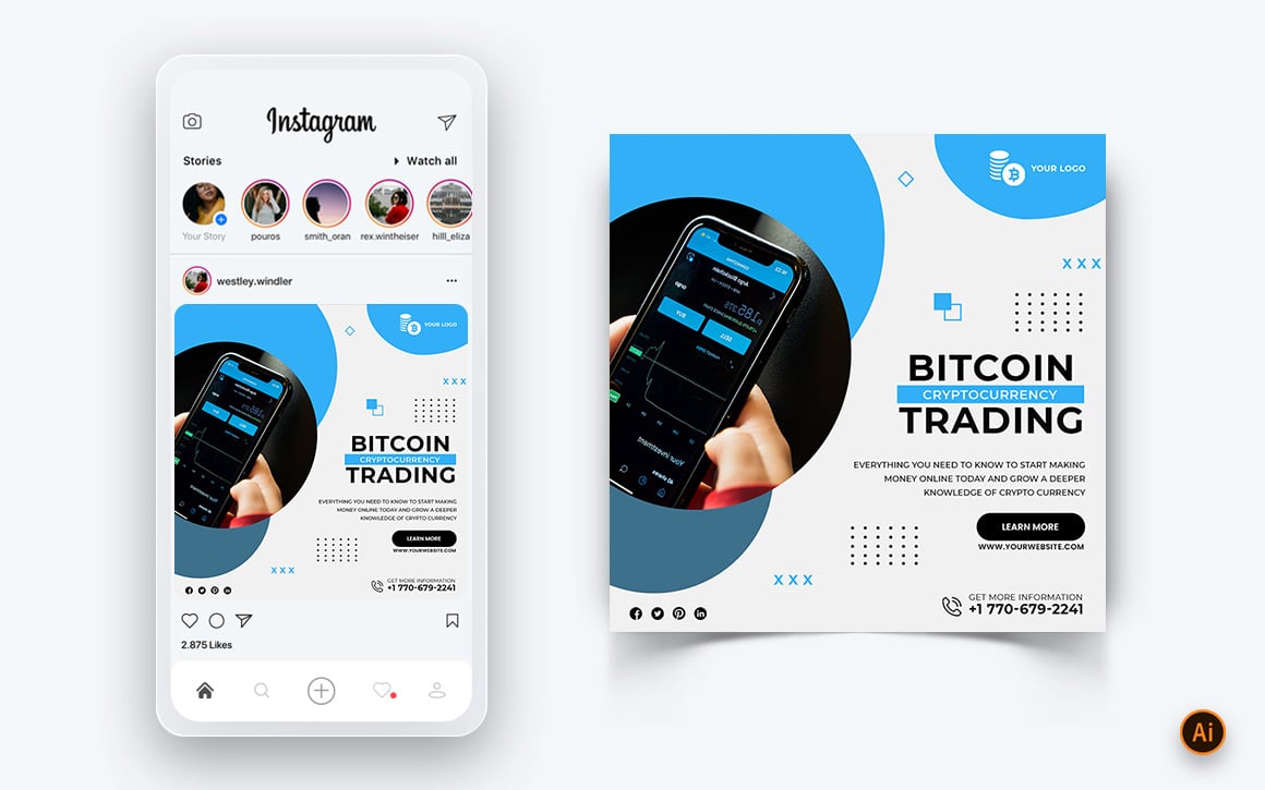 CryptoCurrency Social Media Instagram Post Design Template-03