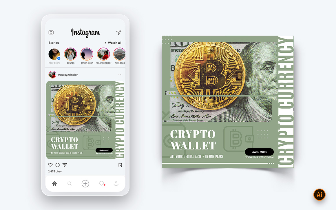 CryptoCurrency Social Media Instagram Post Design Template-04