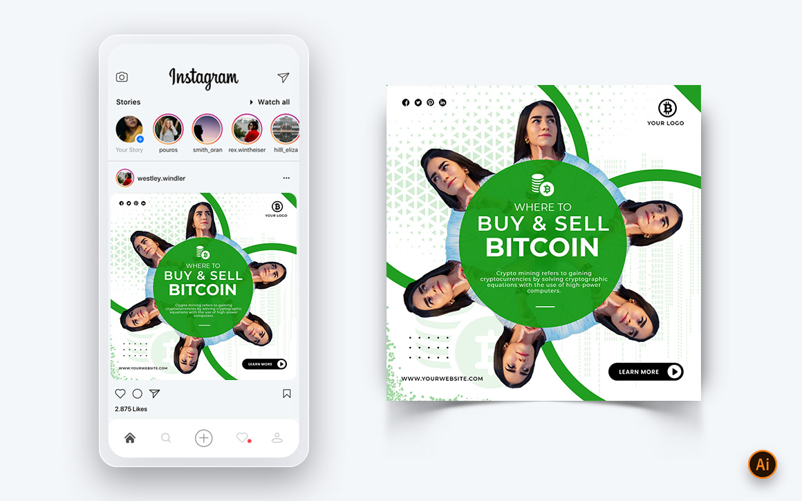 CryptoCurrency Social Media Instagram Post Design Template-12