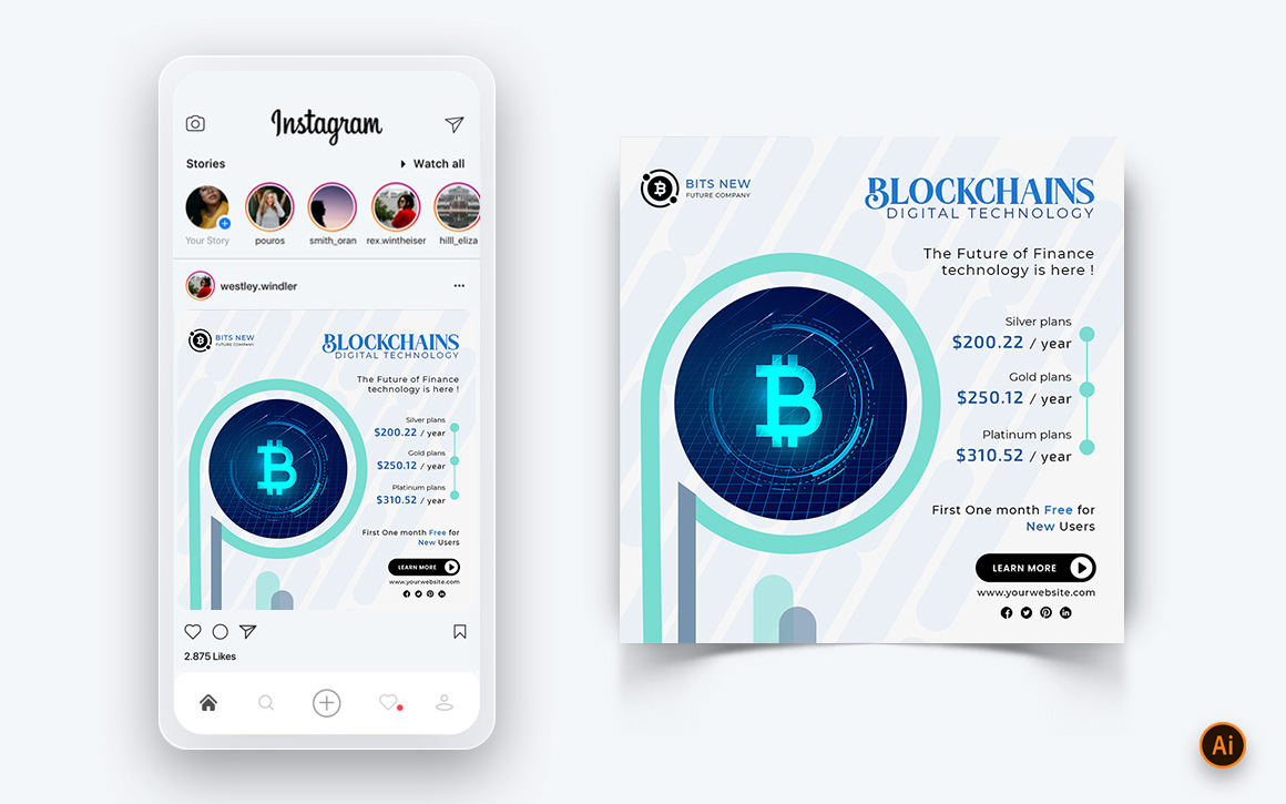CryptoCurrency Social Media Instagram Post Design Template-14