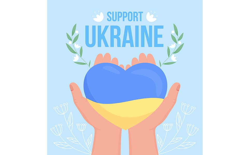 Support Ukraine flat color vector illustration