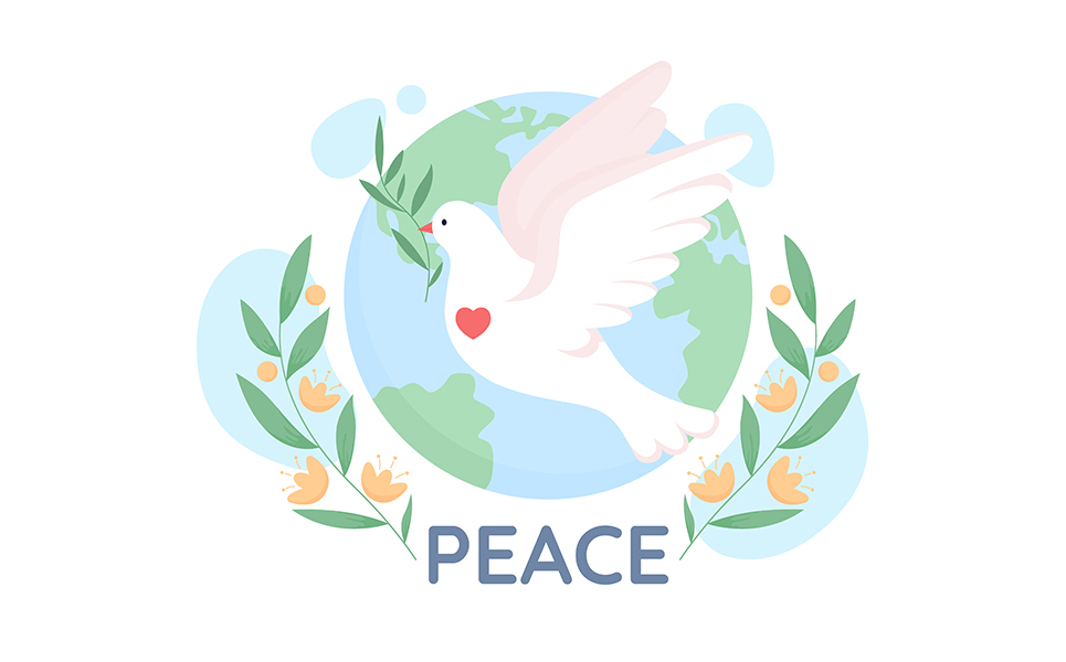 World peace dove vector isolated illustration