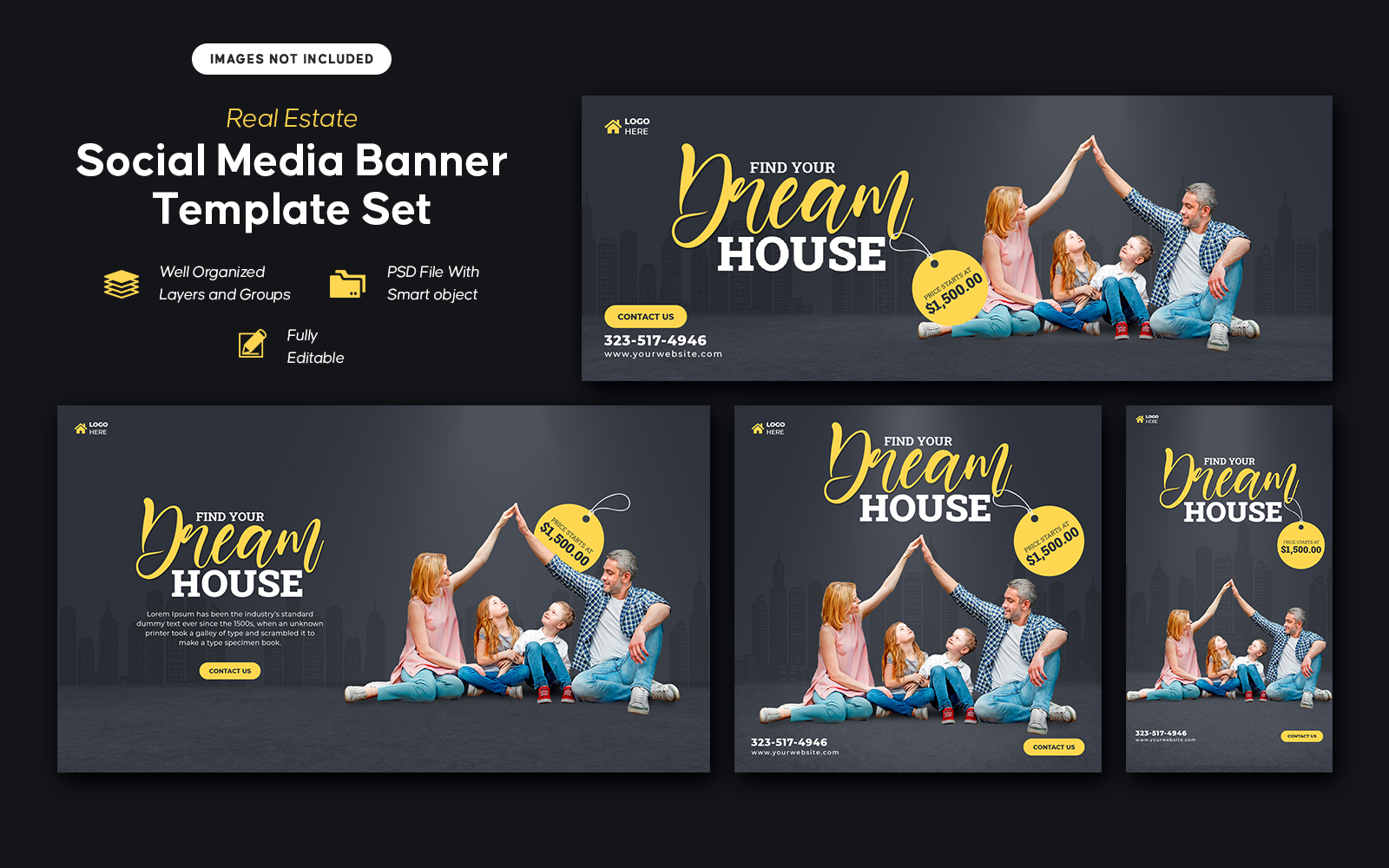 Dream House Real Estate Social Media Banner Template Set