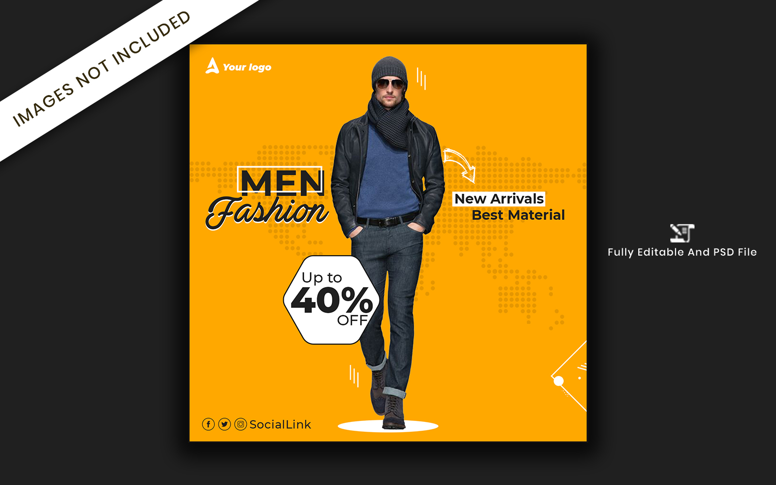 Men Fashion Online Shopping Store Social Media Template