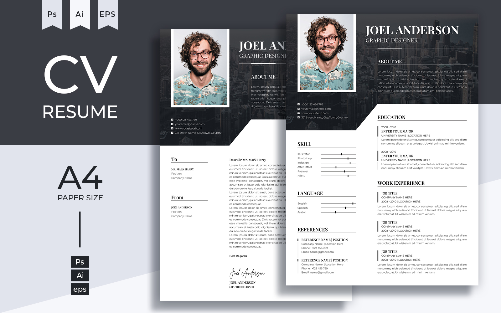 Professional CV Resume Template And Cover Letter