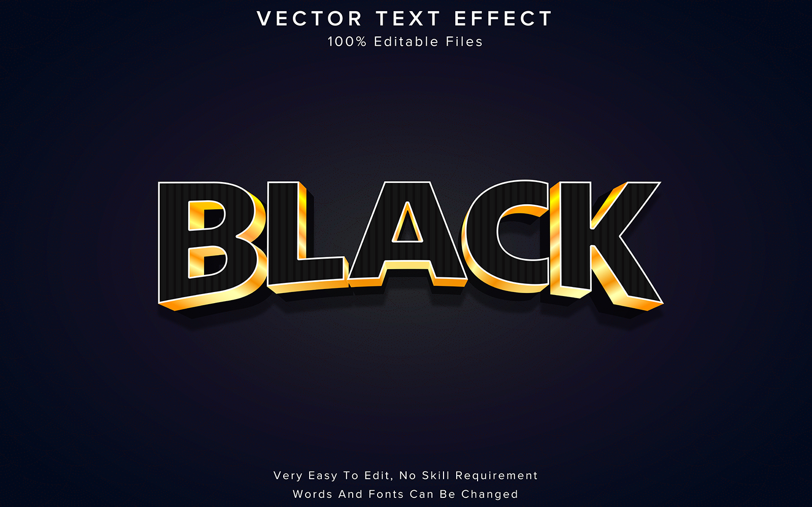 Black Text Effect Editable Black and Golden Style Text Effect