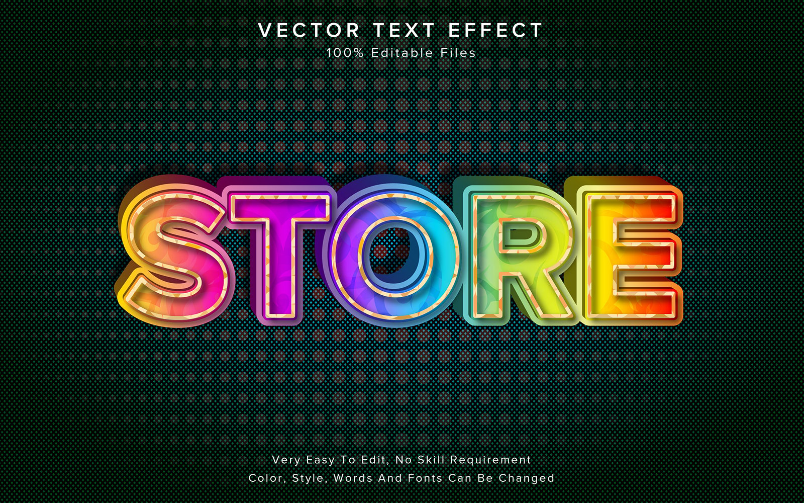 Store 3d Color Full Text Effect on Debossed Effect Style Text Effect