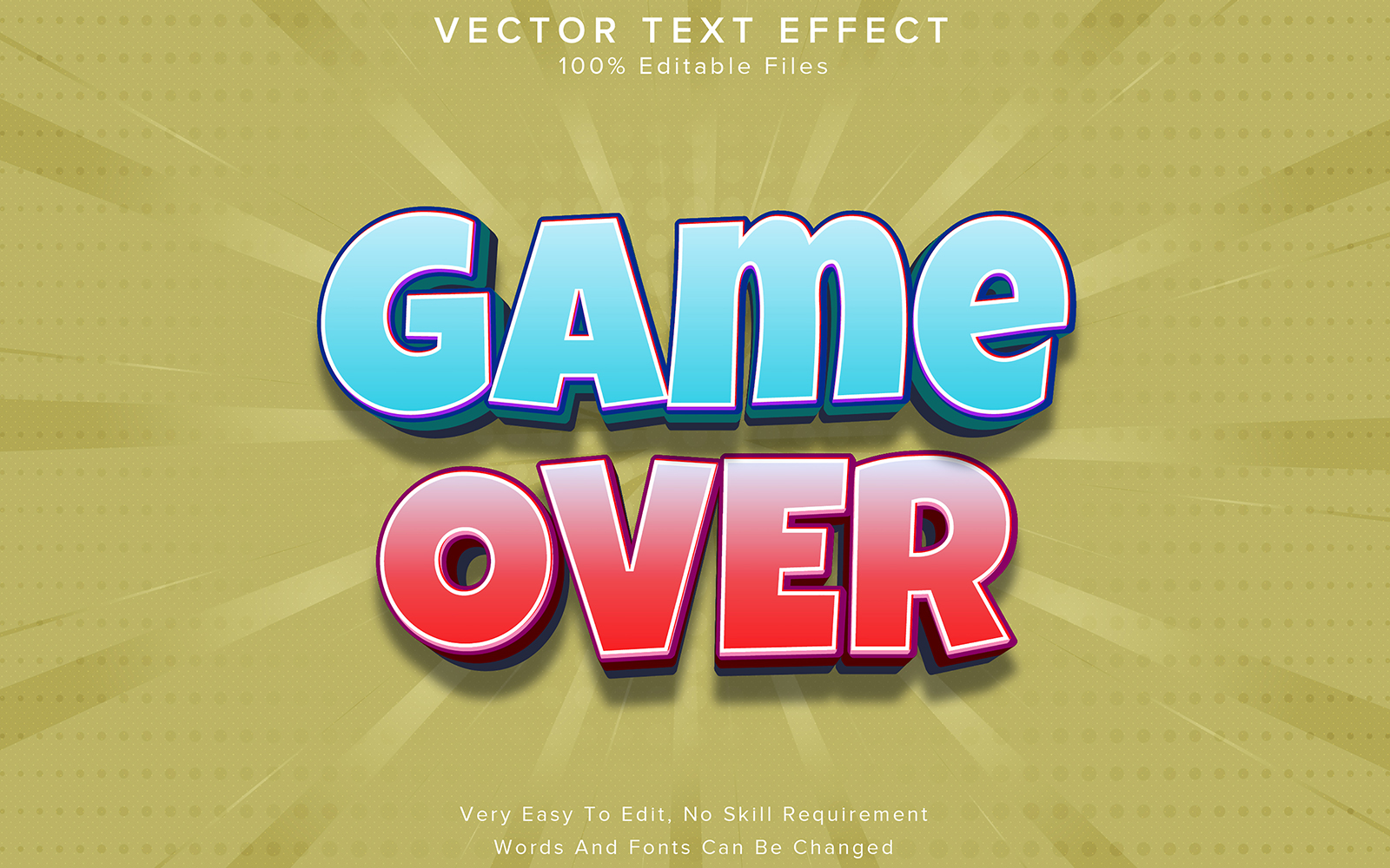 Game Over 3d Text Effect Cyan And Red