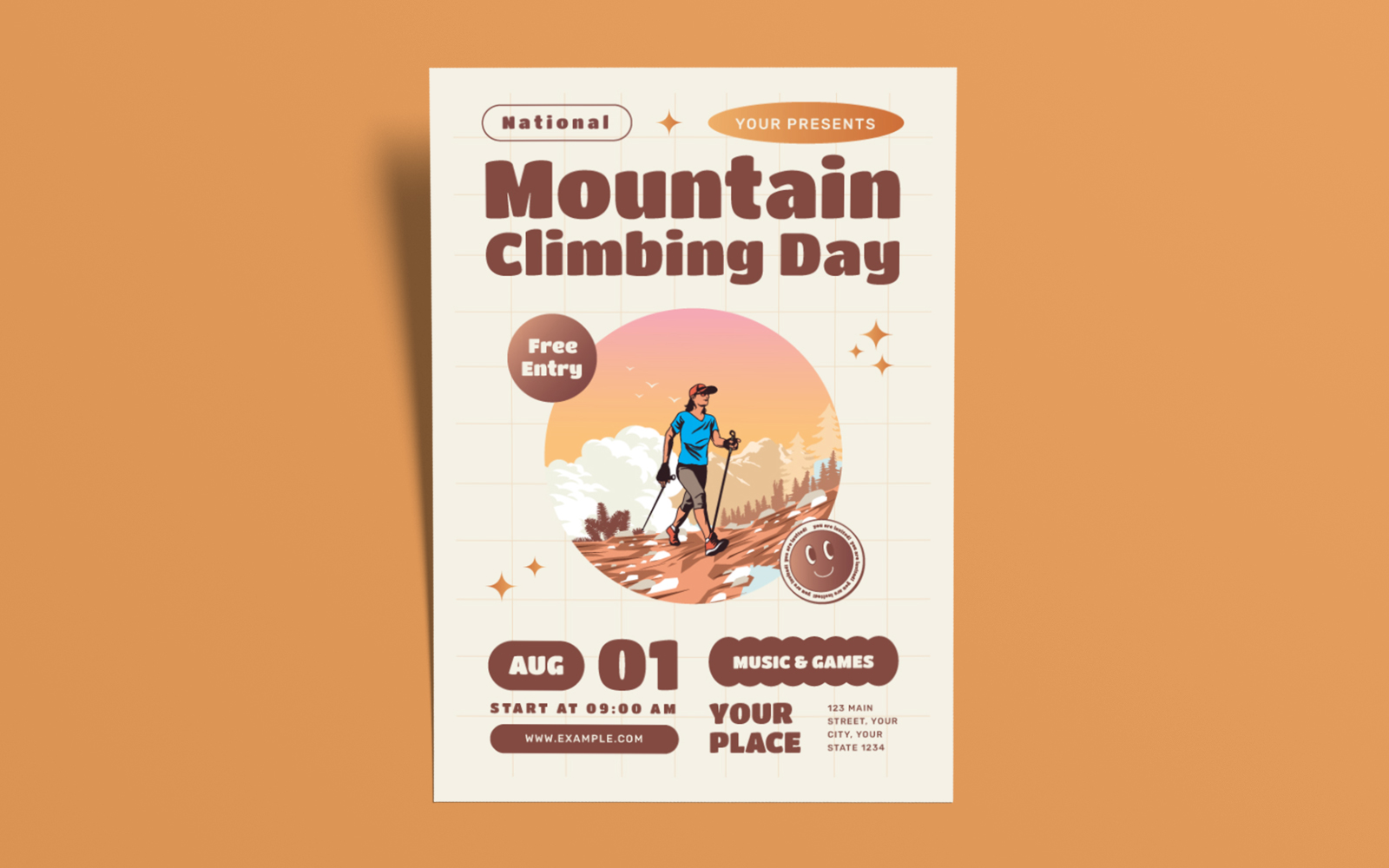 National Mountain Climbing Day Flyer Template