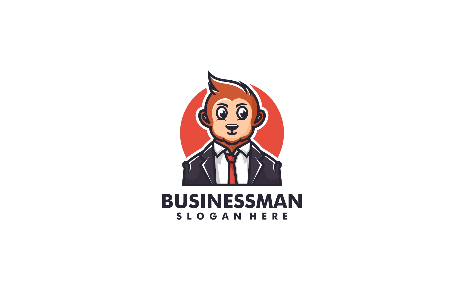 Monkey Businessman Cartoon Logo