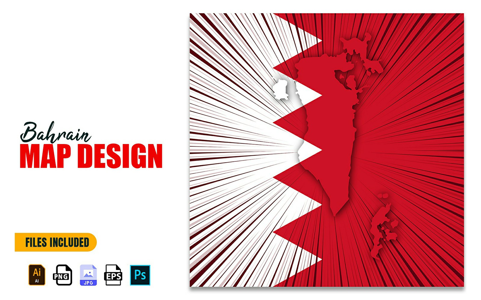 Bahrain Independence Day Map Design Illustration