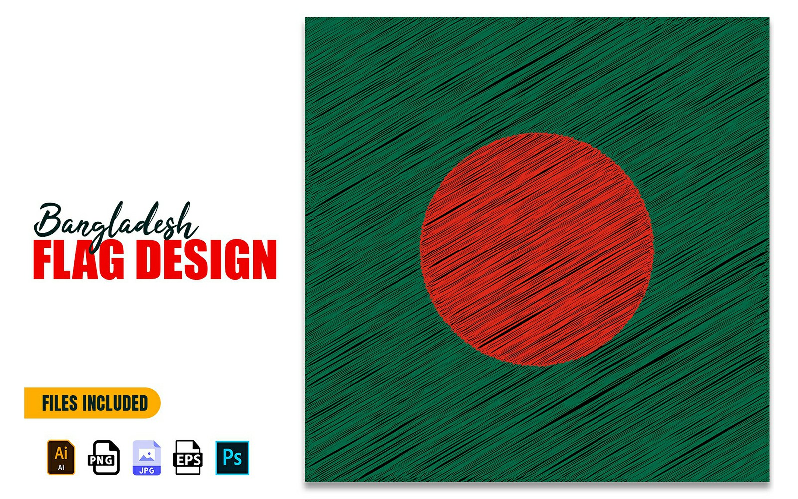 26 March Bangladesh Independence Flag Design Illustration