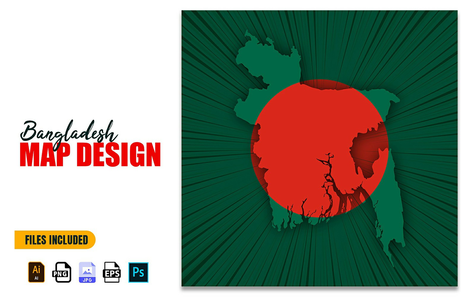 Bangladesh Independence Day Map Design Illustration