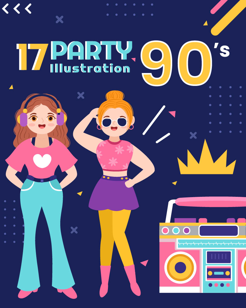 90s Retro Party Illustration