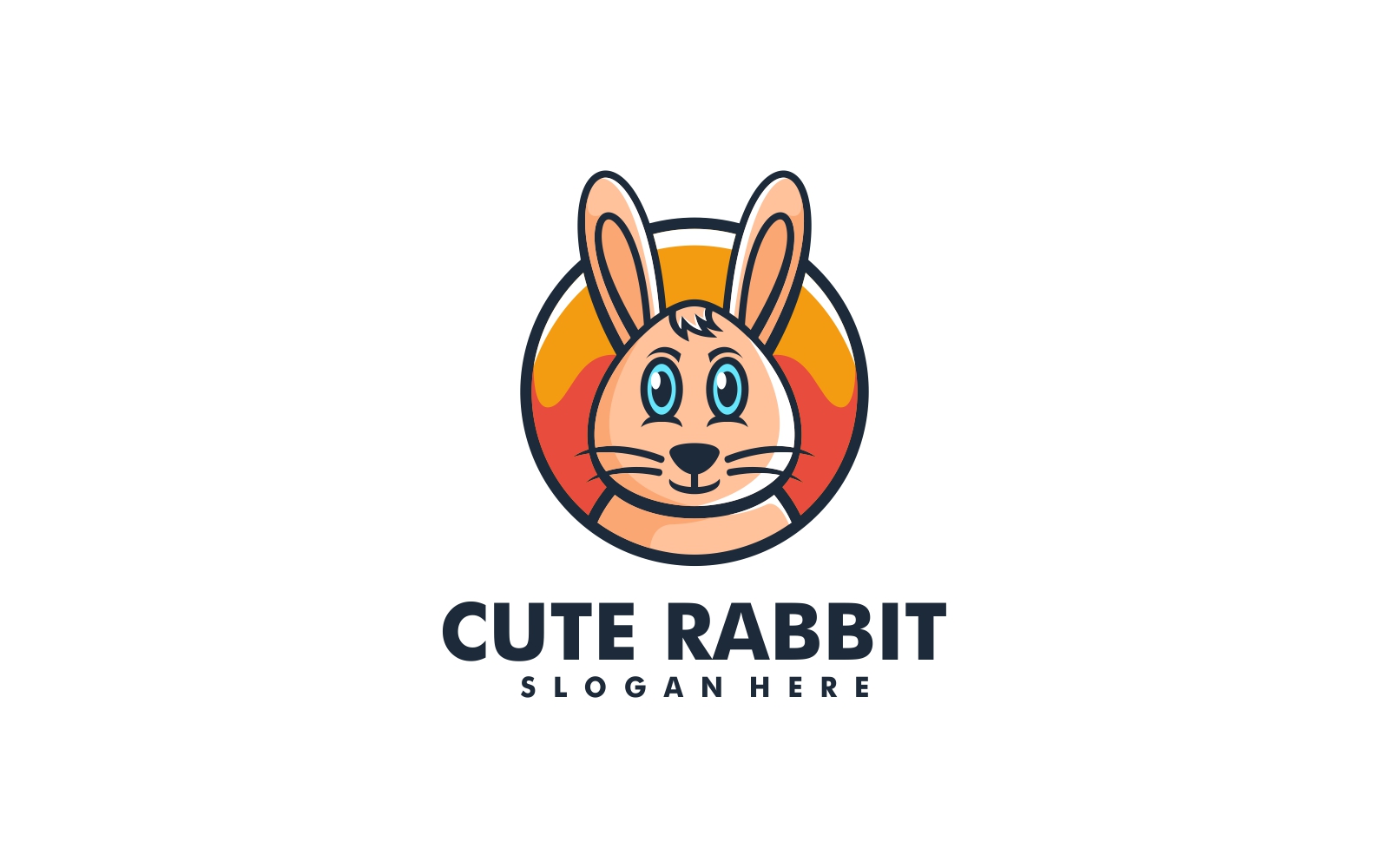 Cute Rabbit Simple Mascot Logo Style