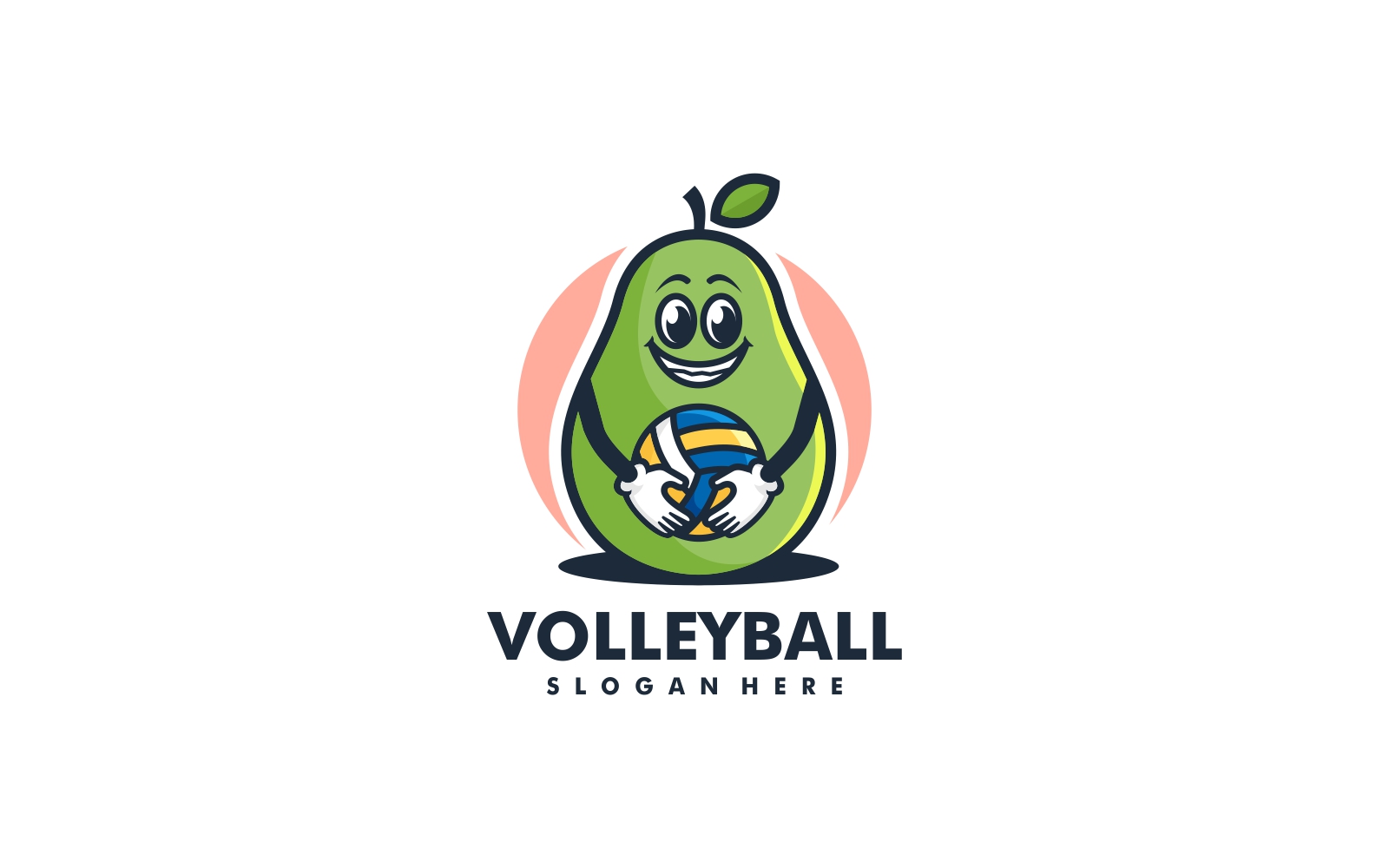 Pear Volleyball Cartoon Logo