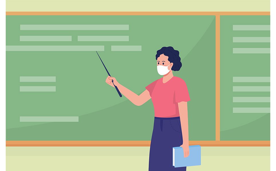 School teacher flat color vector illustration