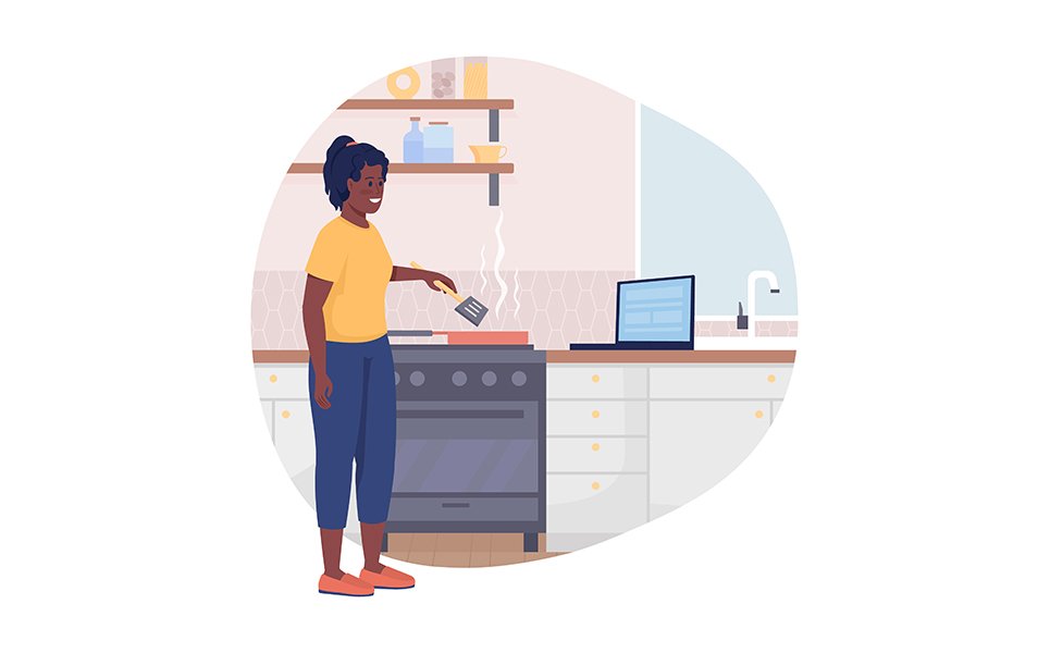 Woman preparing food vector isolated illustration