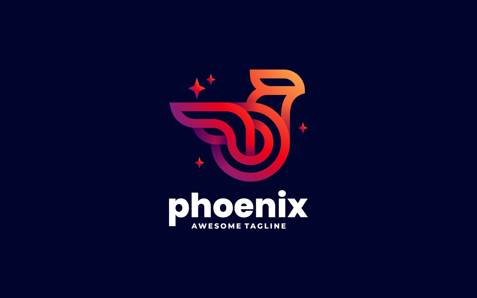 Phoenix Line Art Gradient Logo Style