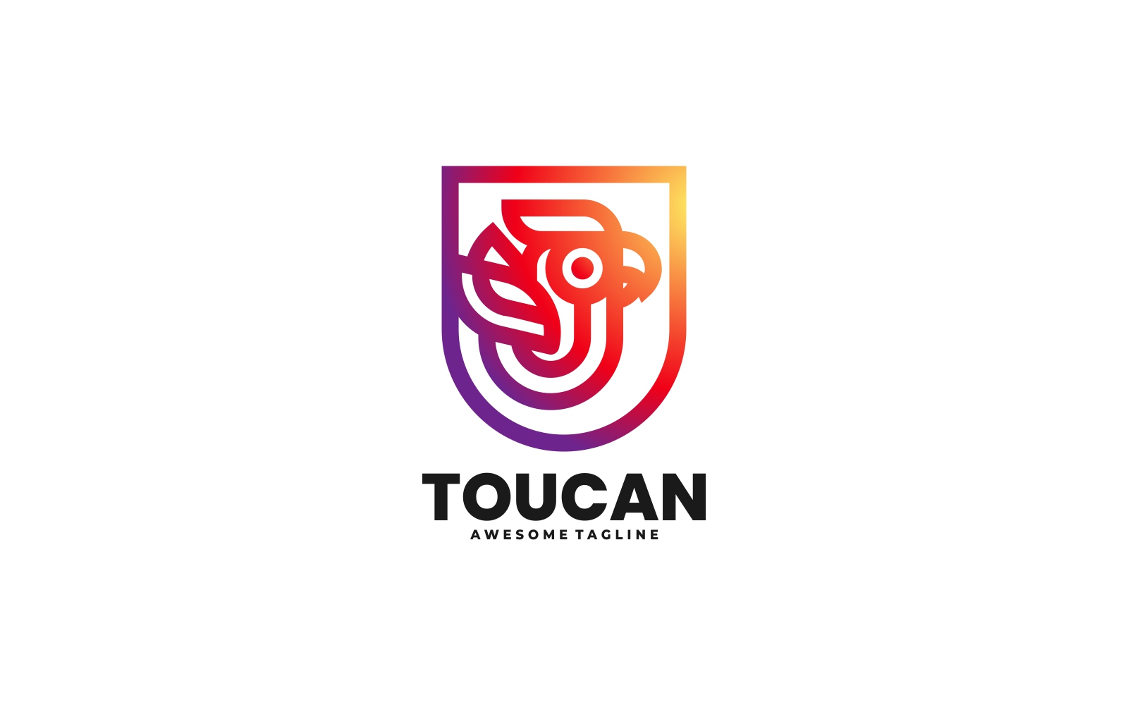 Toucan Line Art Gradient Logo Style