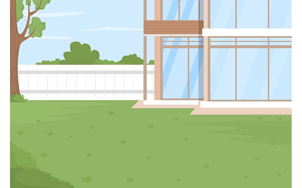 Home backyard flat color vector illustration