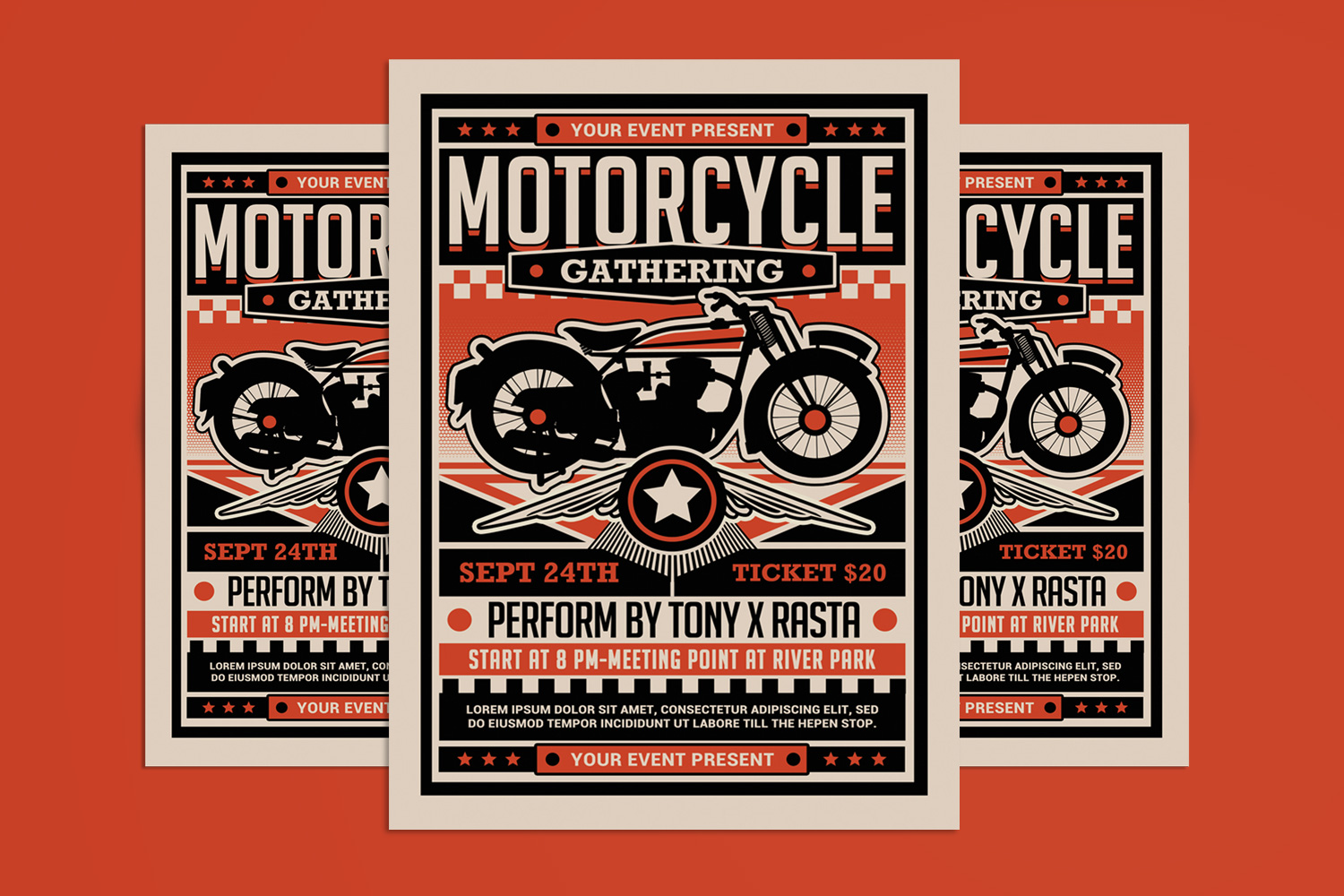 Motorcycle Club Gathering Event Flyer Template