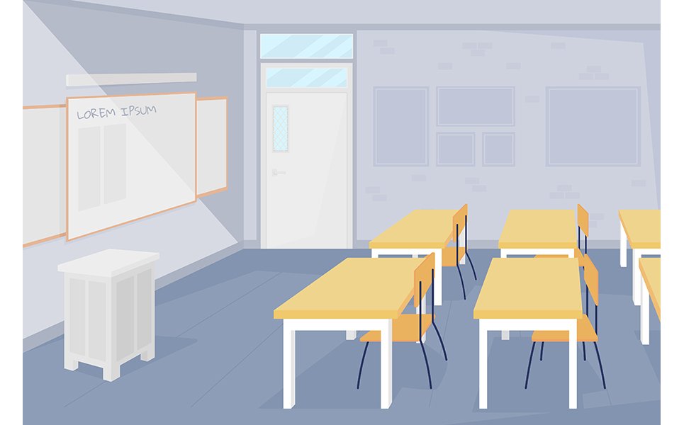 Nobody at school classroom color illustration