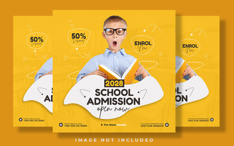 School Admission Yellow Social Media Post