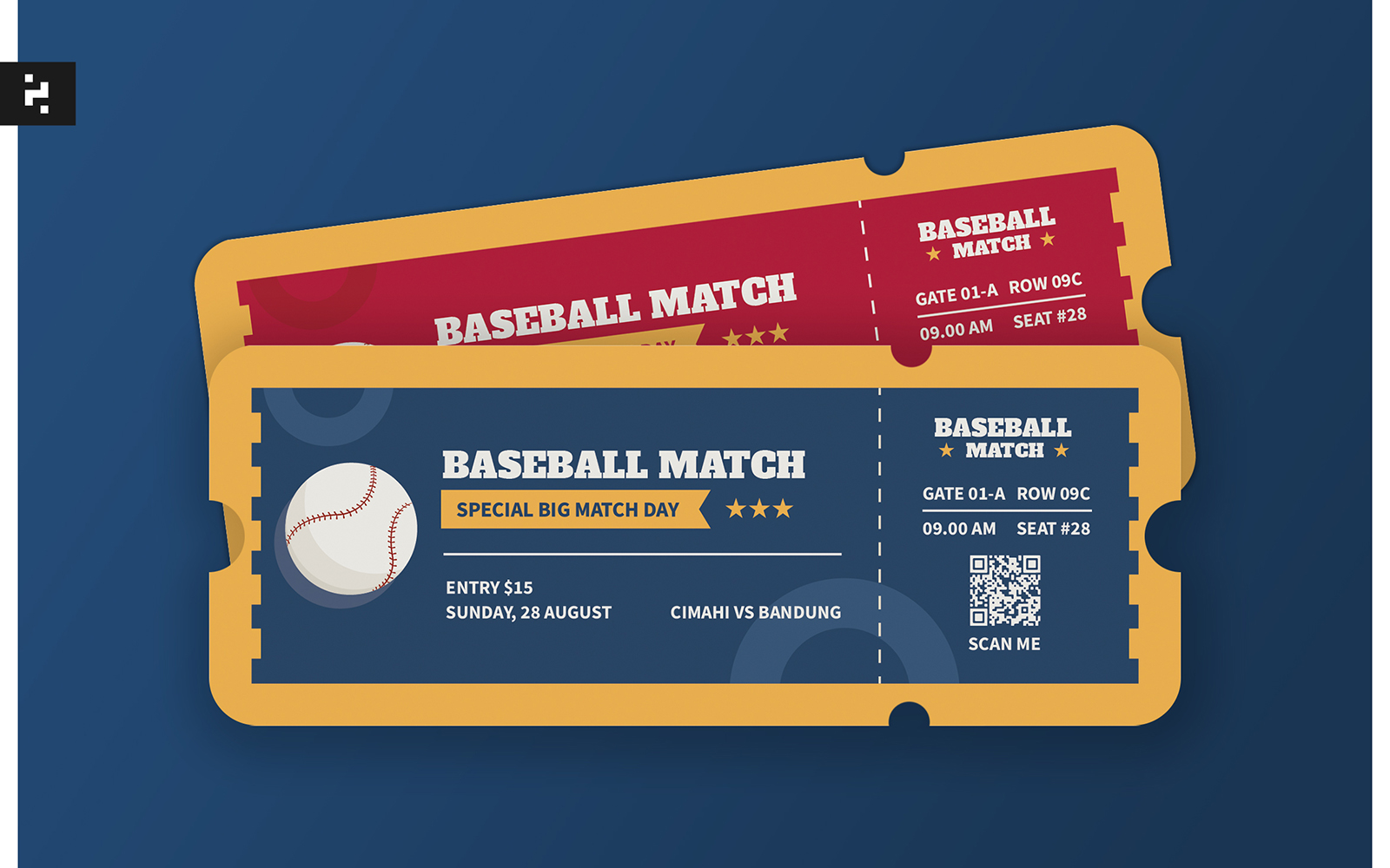 Baseball Sport Match Ticket