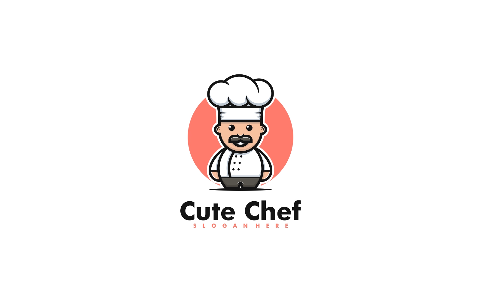 Cute Chef Mascot Cartoon Logo