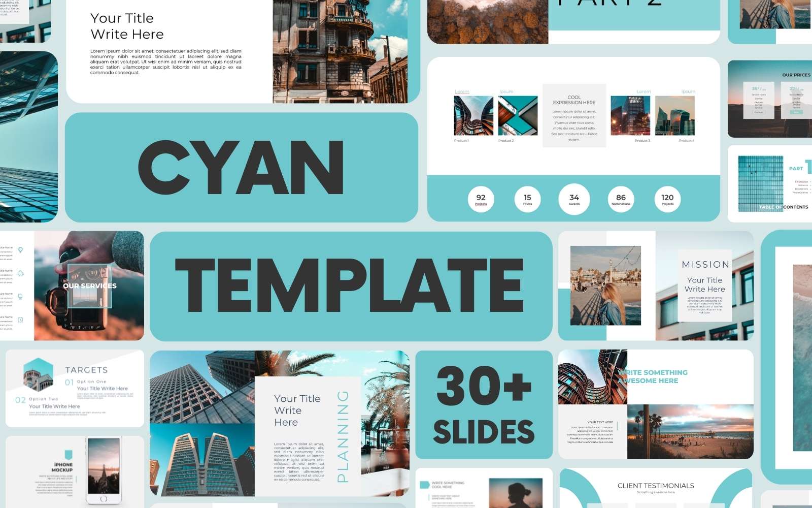 CYAN PowerPoint Template - Aesthetic Creative Brand Color Scheme