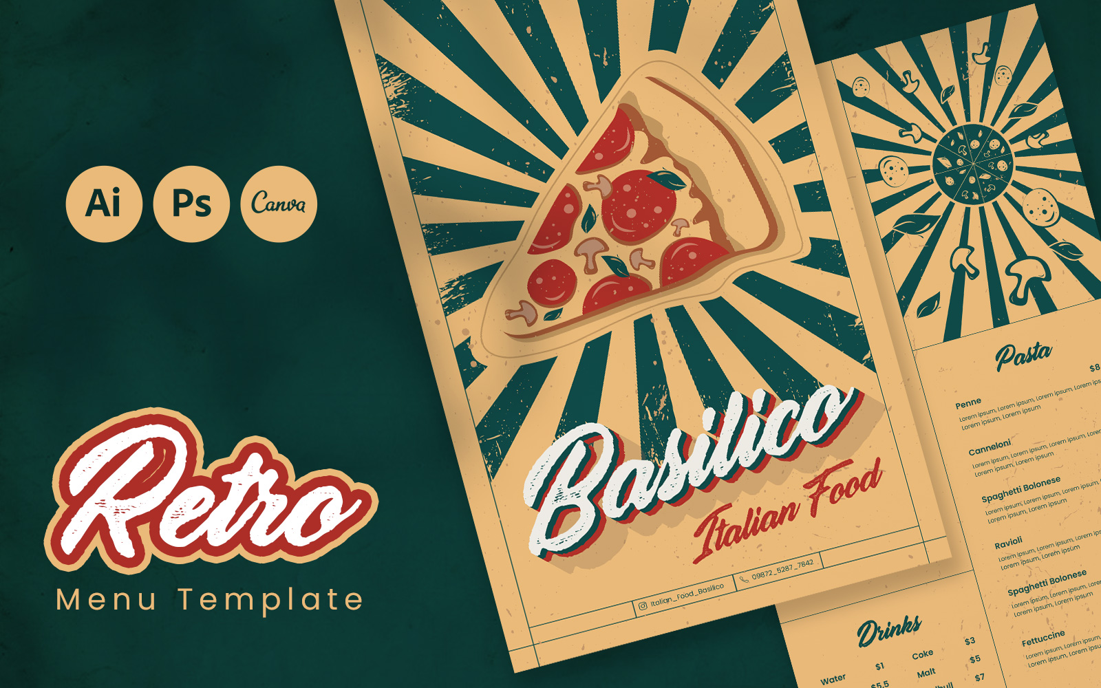 Retro Menu Template Design