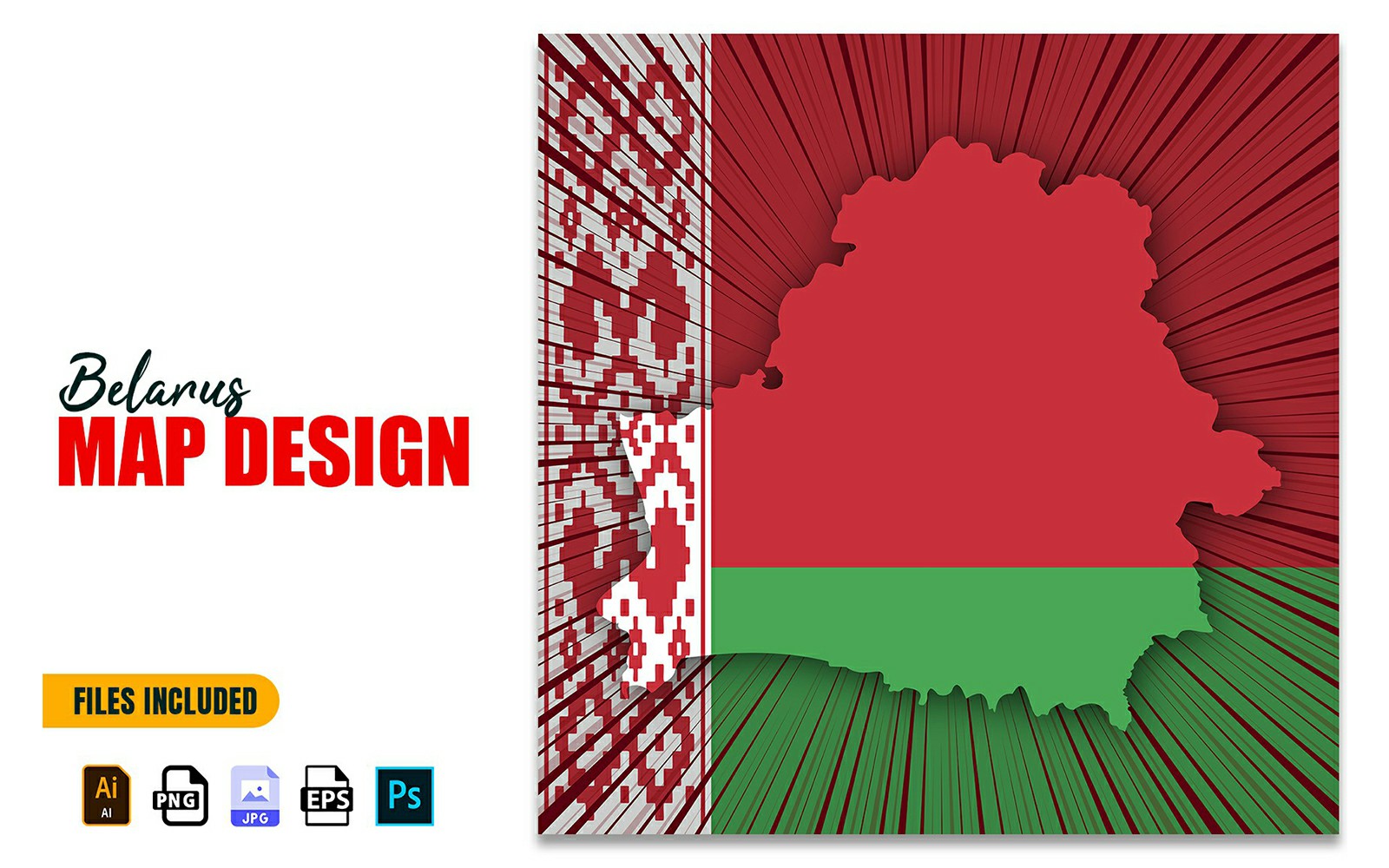 Belarus Independence Day Map Design Illustration