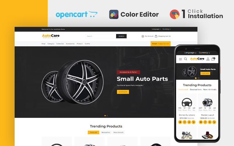 Autocare Parts and Accessories Store Opencart Theme