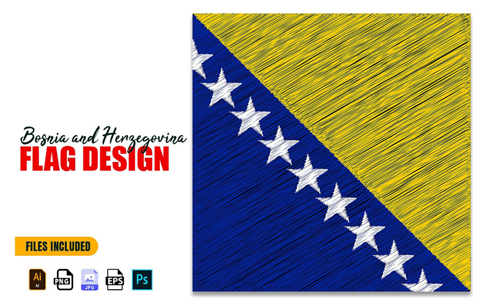 1 March Bosnia Independence Day Flag Design Illustration