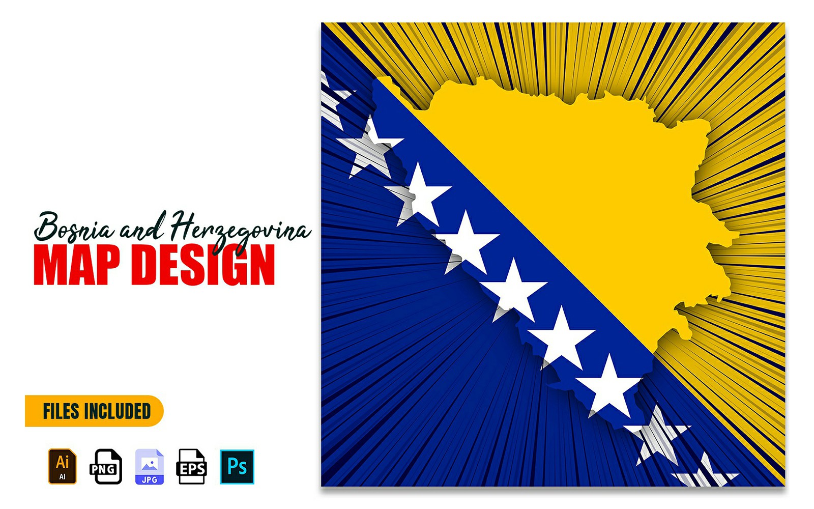 Bosnia Independence Day Map Design Illustration