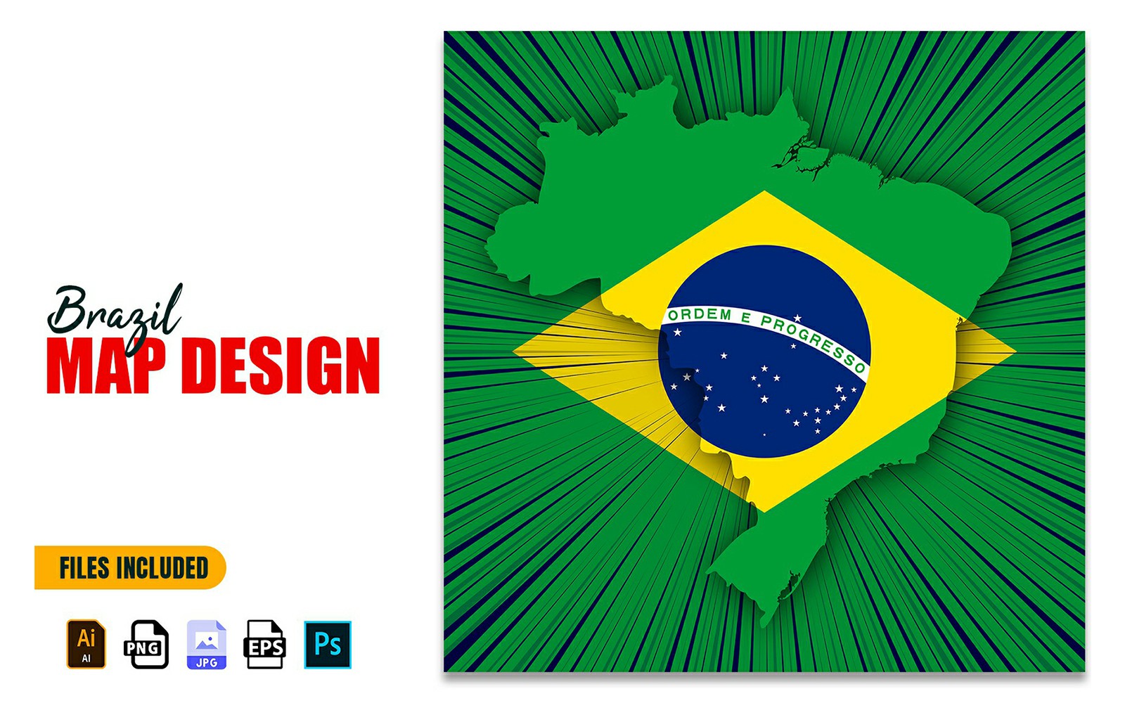 Brazil Independence Day Map Design Illustration