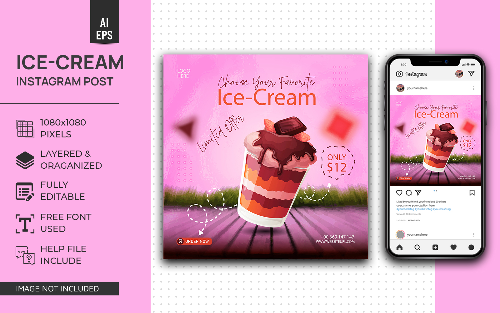 Ice-Cream Webinar Social Media Post Design Instagram Template
