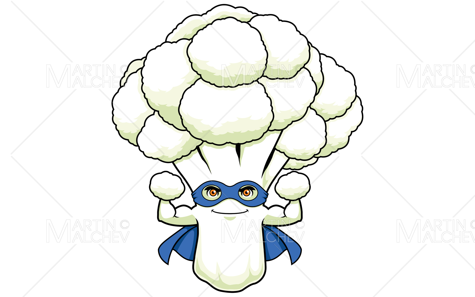 Cauliflower Superhero Mascot Vector Illustration