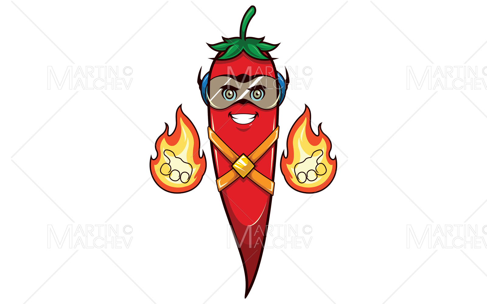 Chili Pepper Superhero Mascot Vector Illustration