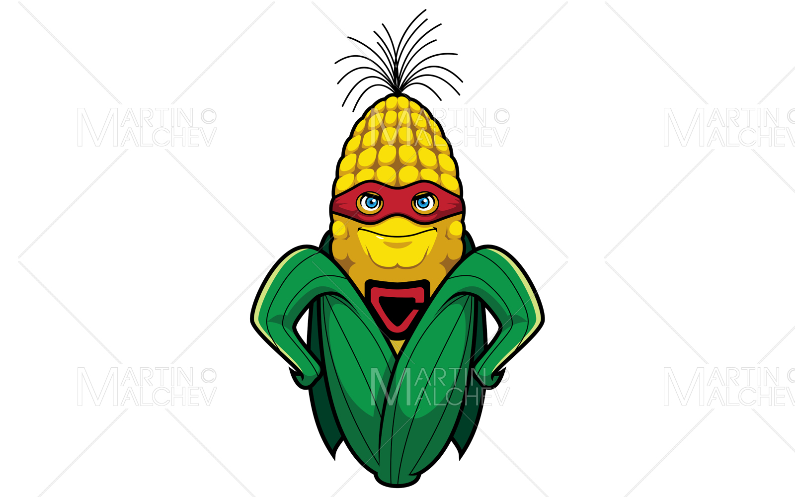 Corn Superhero Mascot Vector Illustration