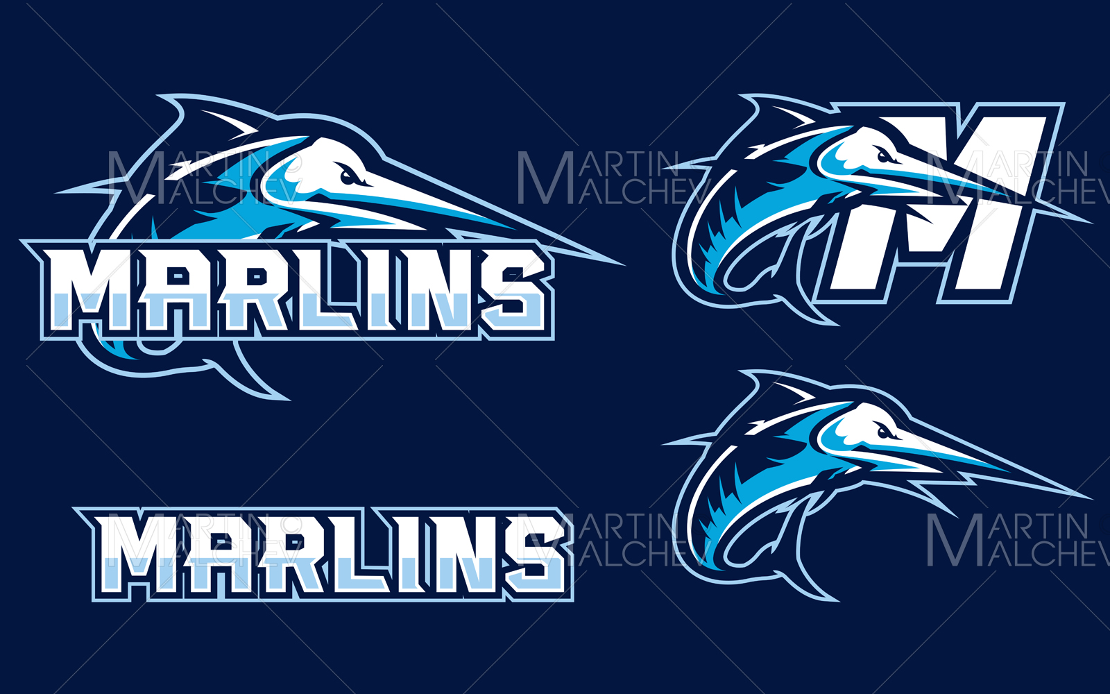 Marlins Team Mascot Vector Illustration