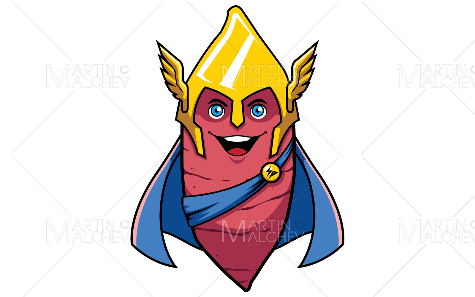 Sweet Potato Superhero Mascot Vector Illustration