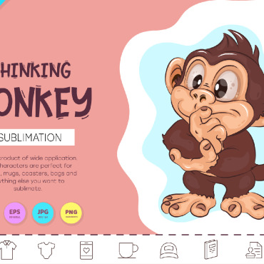 Thinking Monkey Vectors Templates 268629