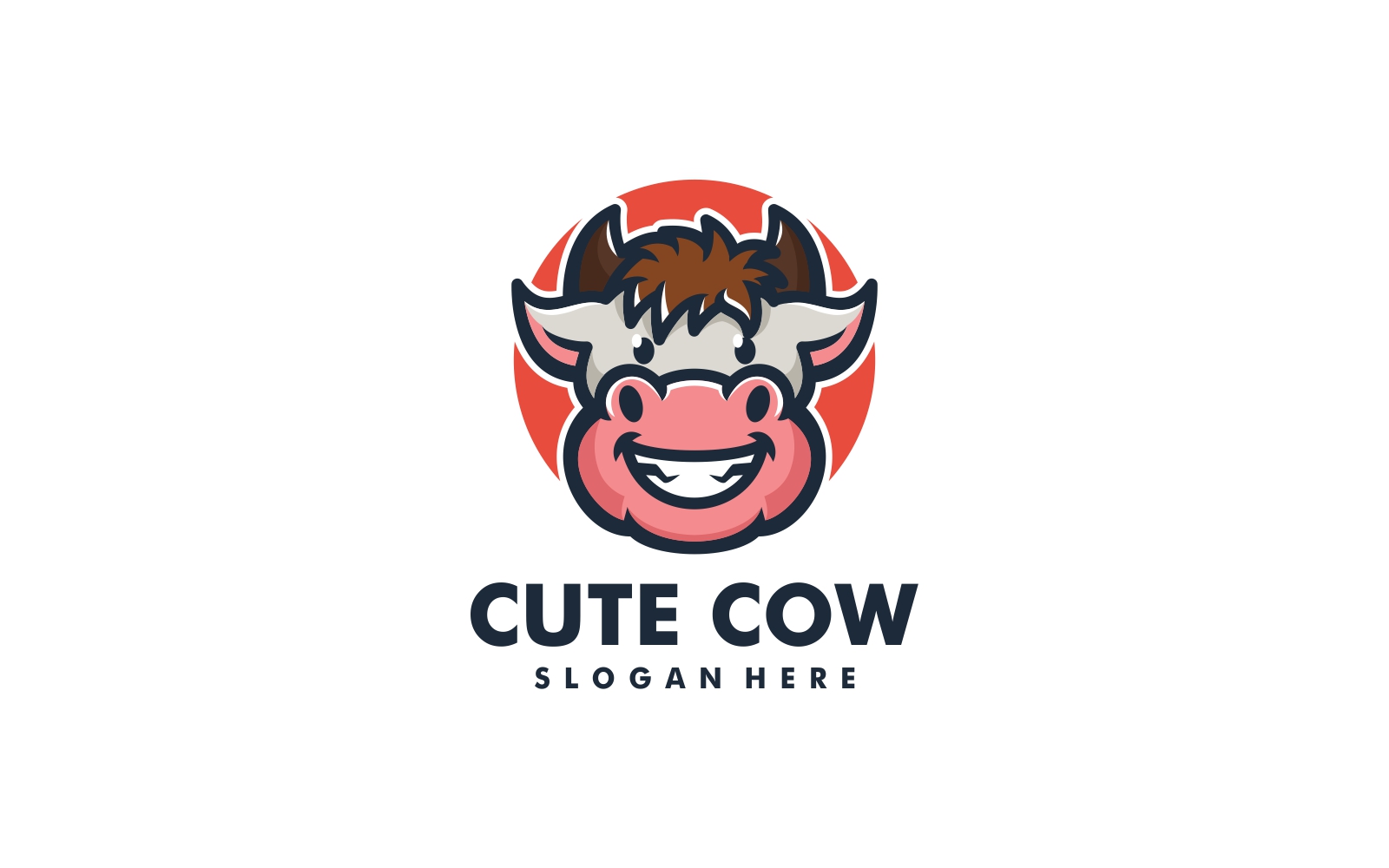 Cute Cow Simple Mascot Logo Style