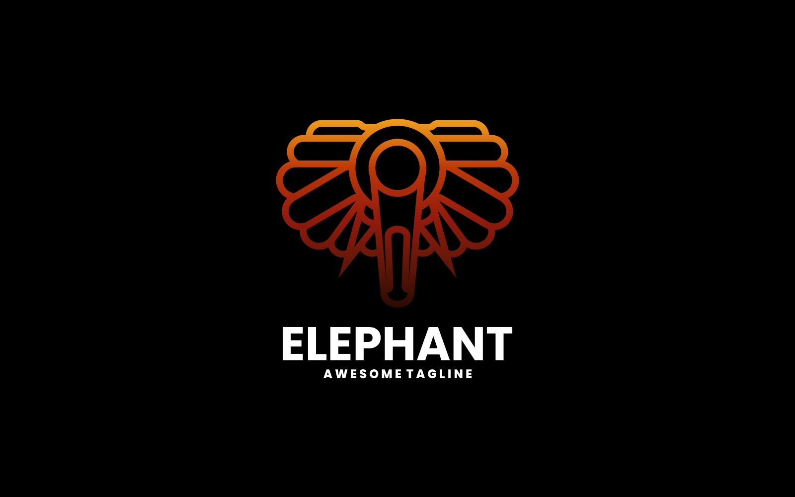 Elephant Line Art Gradient Logo