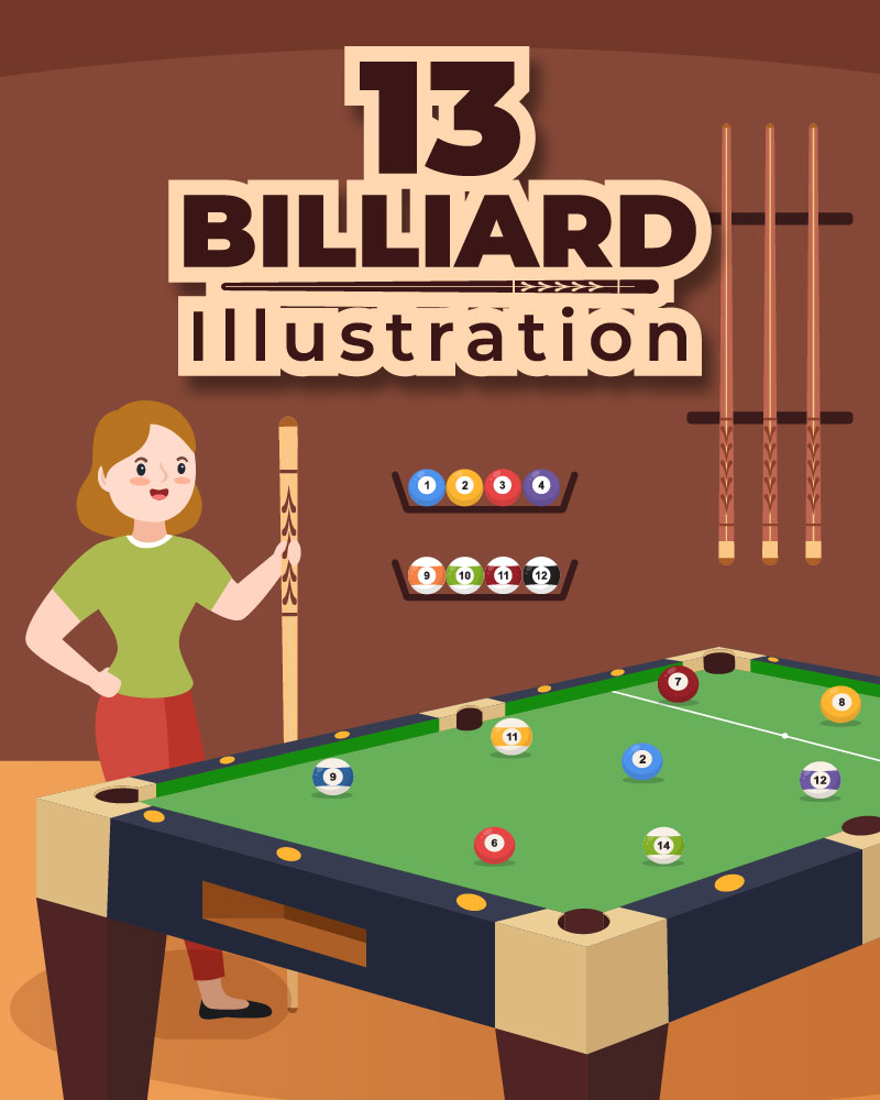 13 Billiards Game Illustration