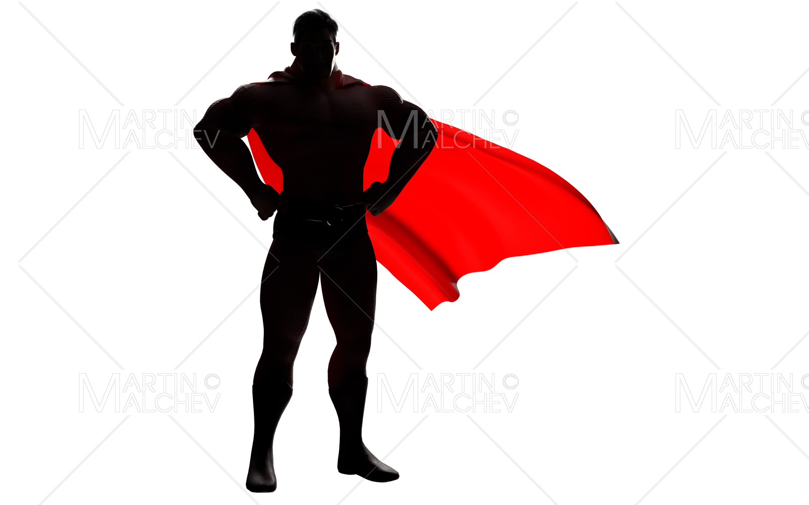 Superhero Standing Tall Silhouette 3D Render