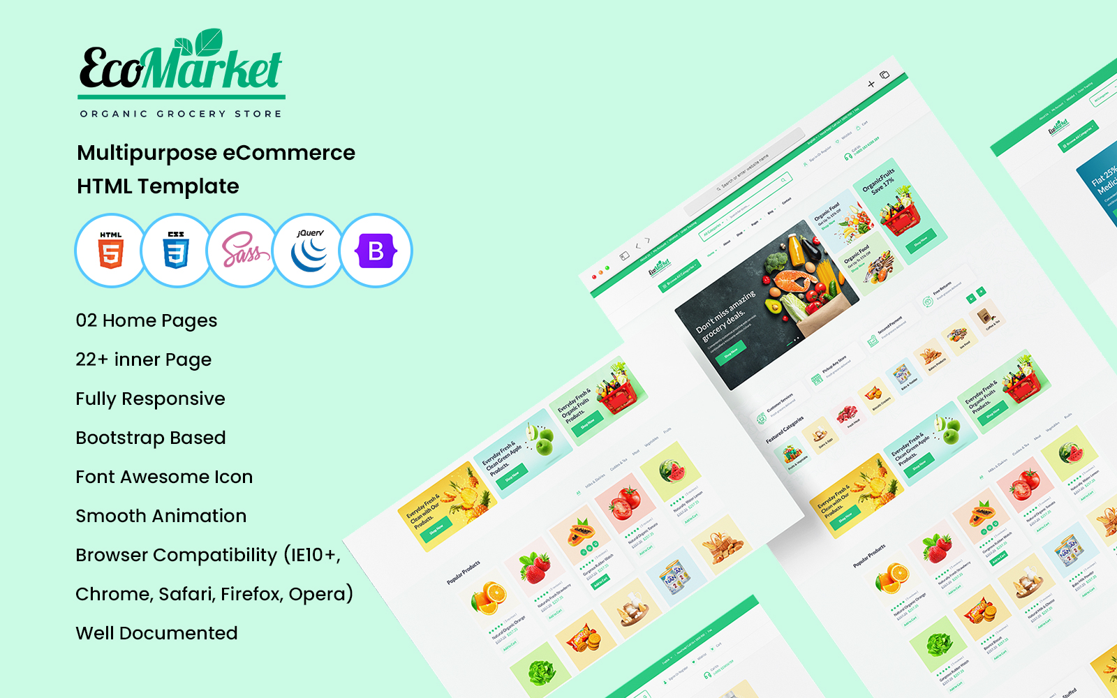 Ecomarket - Organic & Food Store eCommerce HTML Template