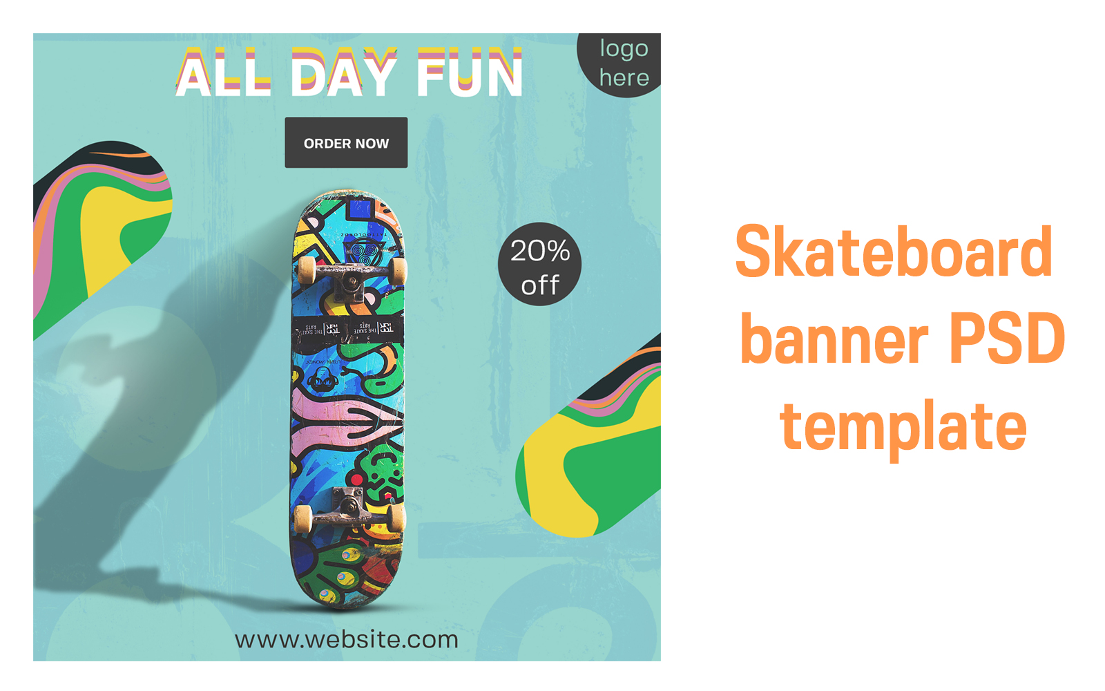 Skateboard Banner PSD Template